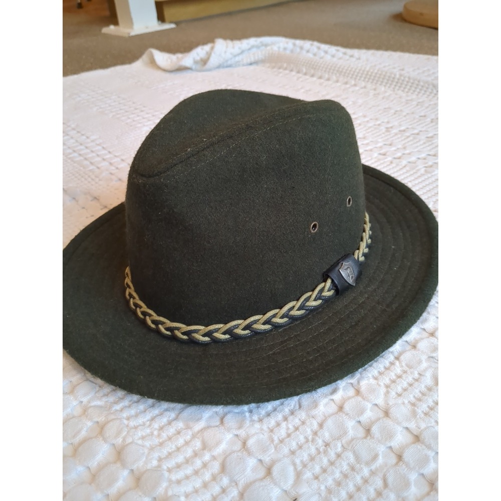Dorfman Pacific Wool Blend‎ Fedora Hat Size Medium Green